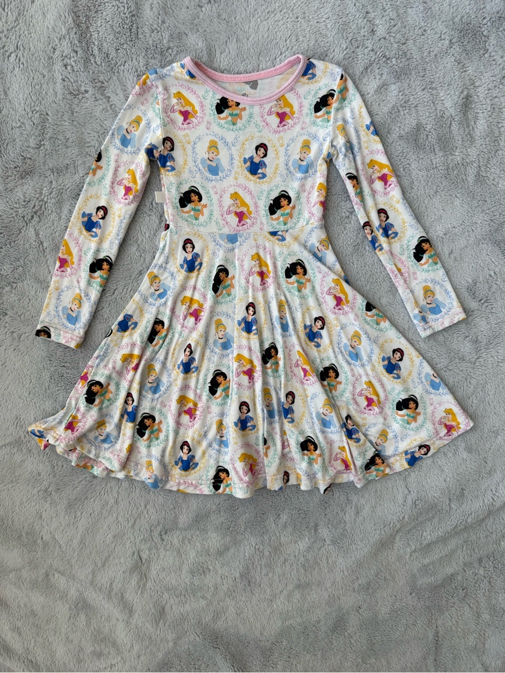My Gigi’s Closet Disney Princess Print Long-Sleeve Bamboo Twirl Dress